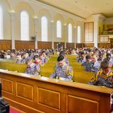 Hargrave Military Academy Photo #9 - The corps of cadets seated in chapel pews during a service